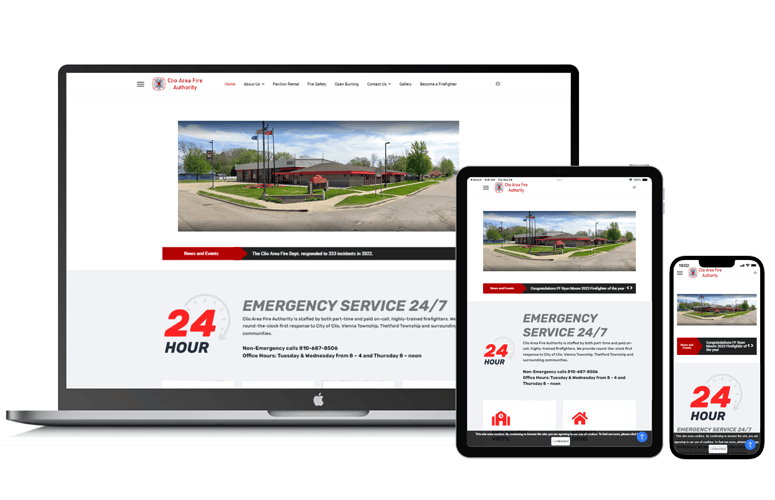 Clio Area Fire Department Website Design | Website Development | Certified Business Solutions | Michigan | AI SEO